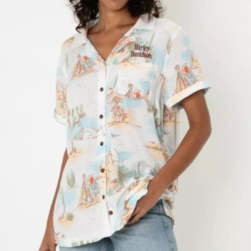 Harley-Davidson Out West Printed Woven Shirt Button Up Western - NWT - Medium